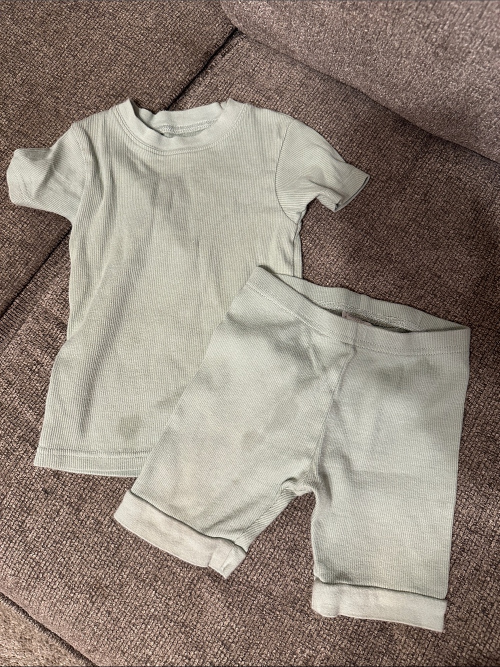 Light Sage Knit Short Sleeve Top & Matching Shorts Set